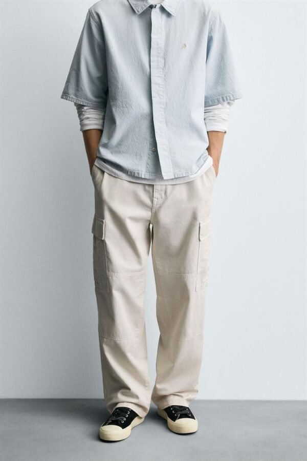 STRAIGHT FIT CARGO PANTS STONE